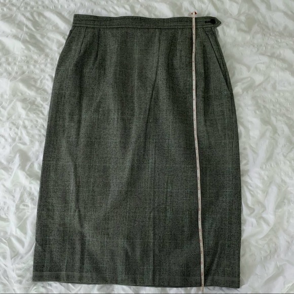 Vintage YSL Black Tweed Pencil Skirt Houndstooth Yves Saint Laurent 90s - Picture 11 of 13